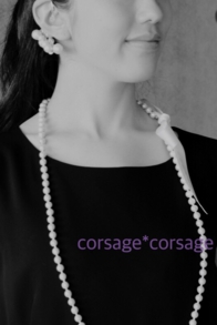 Cottonpearl Long Necklace/corsage*corsage