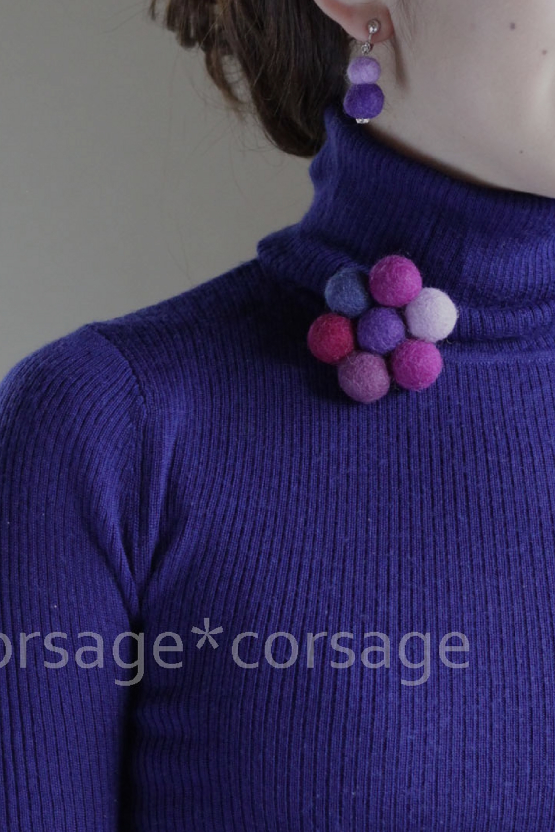 Wool Maruaru Pierce(Earinng)/corsage*corsage