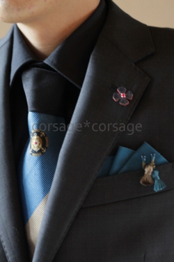 Leather×Swarovski Boutonniere/corsage*corsage
