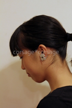 Leather×Swarovski Pierce&Earring/corsage*corsage