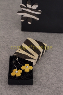 Leather×Swarovski Pierce&Earring/corsage*corsage