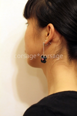 Leather×Swarovski Pierce&Earring/corsage*corsage