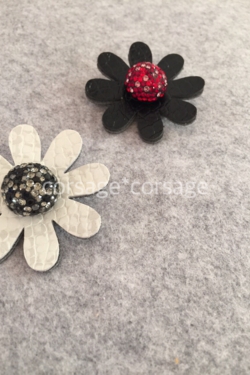 leather&swatovski flower corsage/corsage*corsage