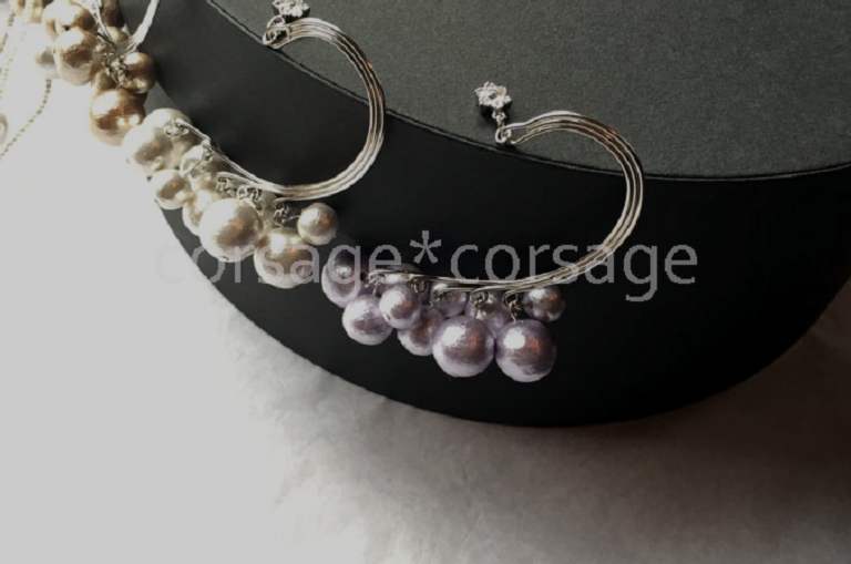 CottonPearl & Swarovski EarCaph/corsage*corsage