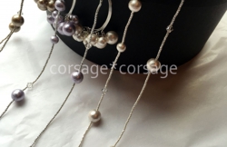 CottonPearl & CzechBeads Long Necklace/corsage*corsage