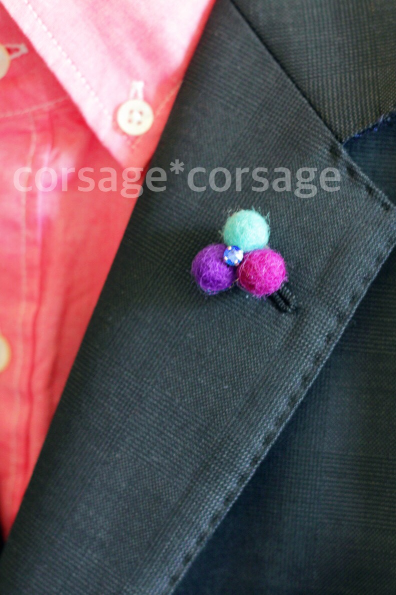 Wool×Swarovski Boutonniere/corsage*corsage