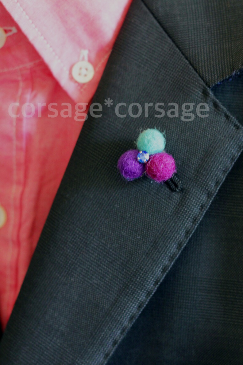 Wool×Swarovski Boutonniere/corsage*corsage